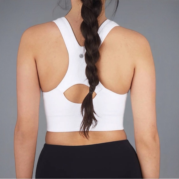 Yogalicious Katie Zip Padded Sports Bra White Size Medium NWOT - Picture 6 of 7